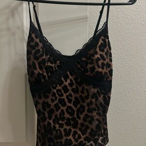 Motel Rocks Black Lace Leopard Cami
